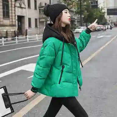 鸭鸭 秋冬季面包服保暖女短款小个子连帽宽松时尚保暖外套羽绒服 女款