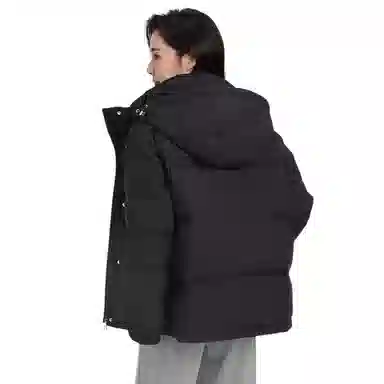 鸭鸭 短款连帽百搭休闲美拉德色系宽松保暖羽绒服 女款