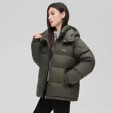 鸭鸭 加厚高蓬松舒适保暖短款面包羽绒服 男女同款 黑色