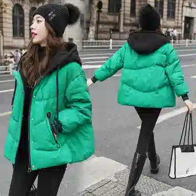 鸭鸭 秋冬季面包服保暖女短款小个子连帽宽松时尚保暖外套羽绒服 女款