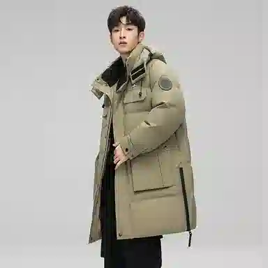 鸭鸭 时尚百搭过膝长款加厚羽绒服 男款