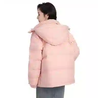 鸭鸭 短款连帽百搭休闲美拉德色系宽松保暖羽绒服 女款