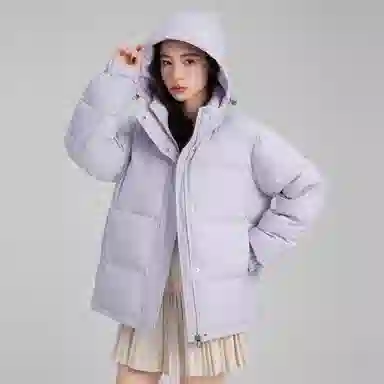 鸭鸭 短款连帽百搭休闲美拉德色系宽松保暖羽绒服 女款