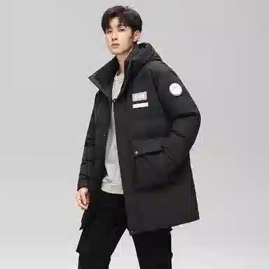 鸭鸭 时尚百搭中长款纯色长袖羽绒服 男女同款