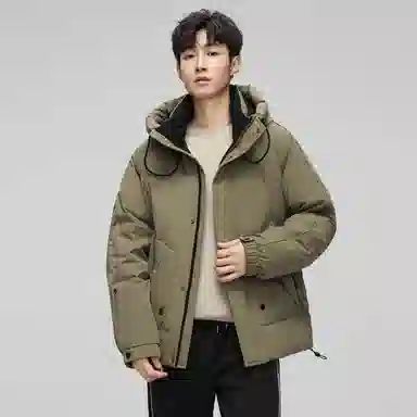 鸭鸭 短款时尚百搭连帽加厚羽绒服 男款