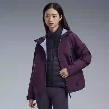 鸭鸭 可拆卸内胆外套短款连帽现代风羽绒服 男女同款