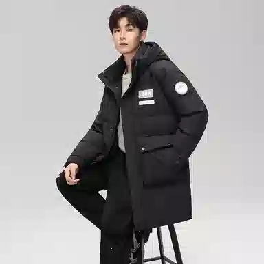鸭鸭 时尚百搭中长款纯色长袖羽绒服 男女同款