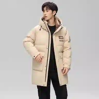 鸭鸭 时尚百搭中长款纯色长袖羽绒服 男女同款