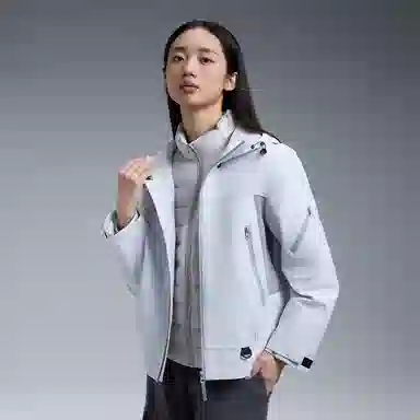 鸭鸭 可拆卸内胆外套短款连帽现代风羽绒服 男女同款