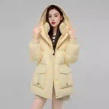 鸭鸭 时尚连帽双层面料百搭外套羽绒服 女款