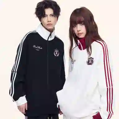 ER Retro Badge Stripe Colorblock Zip-Up Sweatshirt