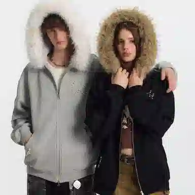 ER Minimalist Pearl Decor Hoodie Jacket