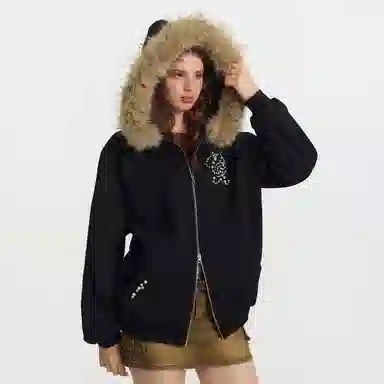 ER Minimalist Pearl Decor Hoodie Jacket