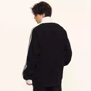 ER Retro Badge Stripe Colorblock Zip-Up Sweatshirt