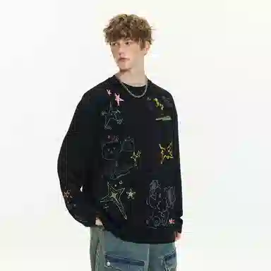 ER ER Bear Cartoon Long Sleeve Tee