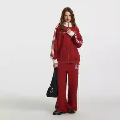 ER Retro Badge Stripe Colorblock Zip-Up Sweatshirt