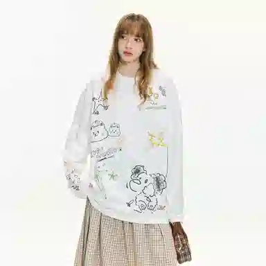 ER ER Bear Cartoon Long Sleeve Tee