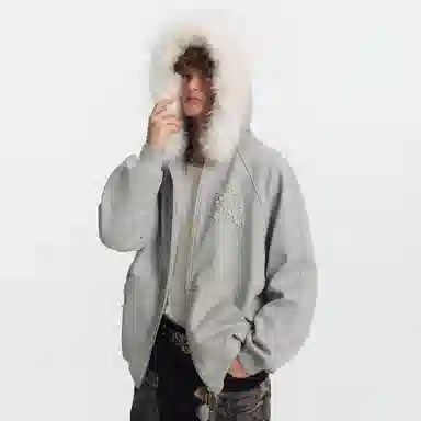 ER Minimalist Pearl Decor Hoodie Jacket