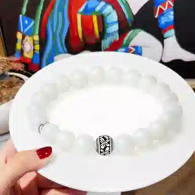 新中式小众气质招财转运六字真言文玩好运贺礼 白玉菩提 时尚手串手饰 男女同款情侣款