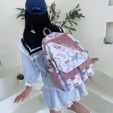 單倉 小众晕染设计休闲简约日常通勤时尚百搭 尼龙 双肩包 男女同款情侣款 黑色/蓝色/粉色/紫色/灰色/绿色