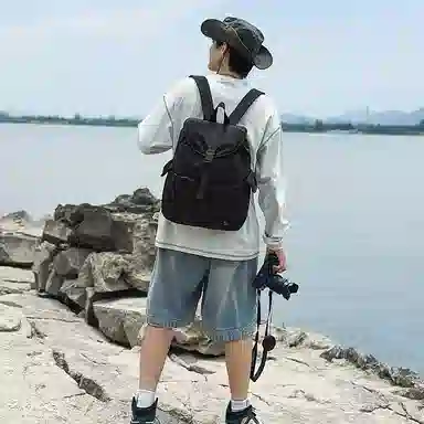 單倉 韩系潮流时尚简约设计旅行通勤背包初高中轻便耐磨 尼龙 双肩包 男女同款情侣款 多色