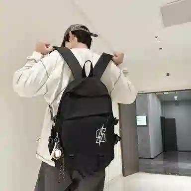 單倉 韩系高颜值卡通设计通勤百搭学院风背包初高中学生大容量轻便耐磨书包 尼龙 双肩包 常规 男女同款情侣款 白色/红色/灰色/黑色