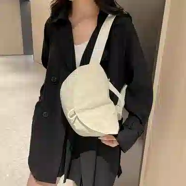 單倉 休闲简约轻便运动 尼龙布 斜挎包 男女同款情侣款 米白色/黑色/紫色/卡其色/绿色