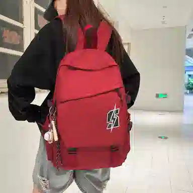 單倉 韩系高颜值卡通设计通勤百搭学院风背包初高中学生大容量轻便耐磨书包 尼龙 双肩包 常规 男女同款情侣款 白色/红色/灰色/黑色