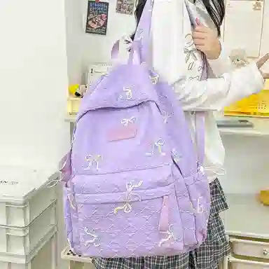 單倉 小众学院风蝴蝶结高颜值百搭旅行 复合布 双肩包 女款 多色