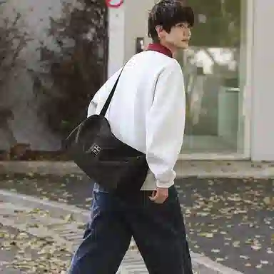 單倉 高级感简约休闲设计初高中学生通勤百搭 尼龙 手拎斜挎单肩包 男女同款情侣款 米白色/卡其色/绿色/黑色