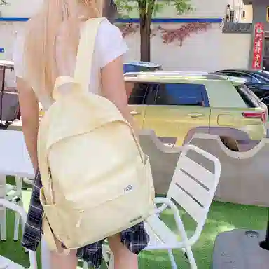 單倉 简约轻便日系书包初高中学生大容量小清新纯色 尼龙 背包双肩包 男女同款情侣款 多色