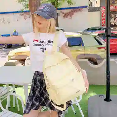 單倉 简约轻便日系书包初高中学生大容量小清新纯色 尼龙 背包双肩包 男女同款情侣款 多色