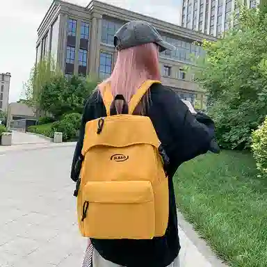 單倉 韩系高颜值简约字母时尚设计背包初高中学生大容量通勤百搭 尼龙 双肩包 男女同款情侣款 黑色/红色/黄色/卡其色/蓝色