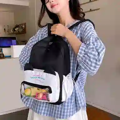 單倉 可爱韩系猫咪耳朵出游森系背包初高中学生大容量轻便耐磨书包黄色/粉色/蓝色/黑色  尼龙 双肩包痛包 常规 女款