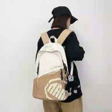 單倉 潮酷休闲大容量美式字母初高中学生短途旅行通勤 尼龙 书包背包双肩包 男女同款情侣款 灰色/卡其色/蓝色/红色