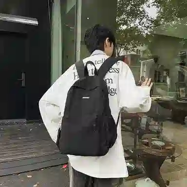 單倉 简约时尚简约设计轻便耐磨学院风背包大容量通勤百搭书包 尼龙 双肩包 常规 男女同款情侣款 米白色/卡其色/绿色/黑色
