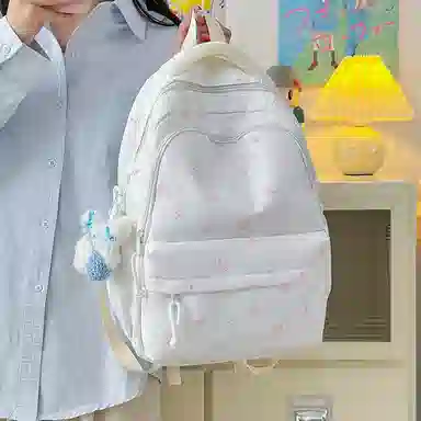 單倉 日系可爱碎花时尚印花设计高颜值背包初高中学生大容量学院风通勤百搭书包 尼龙 双肩包 常规 女款 粉色/黄色/紫色/红色/蓝色
