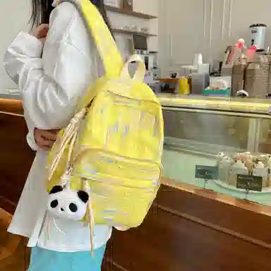 單倉 高颜值小众可爱书包初高中大学生日常出行旅游便携 复合布 小背包双肩包 常规 女款 白色/黑色/粉红色/黄色