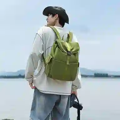 單倉 韩系潮流时尚简约设计旅行通勤背包初高中轻便耐磨 尼龙 双肩包 男女同款情侣款 多色