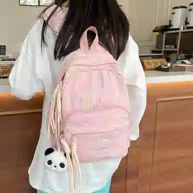 單倉 高颜值小众可爱书包初高中大学生日常出行旅游便携 复合布 小背包双肩包 常规 女款 白色/黑色/粉红色/黄色