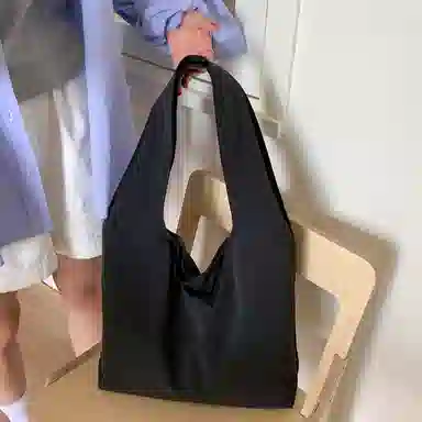 單倉 纯色简约优雅设计轻便耐磨学院风腋下斜挎包初高中学生大容量通勤百搭手提包 布 单肩包 常规 女款 白色/黑色/黄色/蓝色/粉色