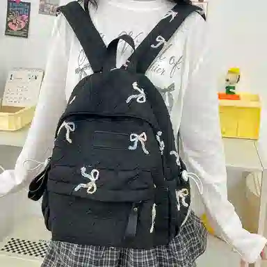 單倉 小众学院风蝴蝶结高颜值百搭旅行 复合布 双肩包 女款 多色