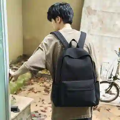 單倉 日韩系高级感时尚简约通勤百搭学院风背包初高中学生大容量轻便耐磨书包 尼龙 双肩包 常规 男女同款情侣款 卡其色/灰色/黑色
