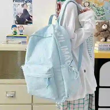 單倉 日系高级感字母设计通勤百搭 尼龙 双肩包 常规 男女同款情侣款 多色