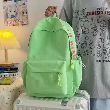 單倉 日系高级感字母设计通勤百搭 尼龙 双肩包 常规 男女同款情侣款 多色