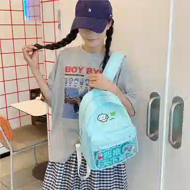 單倉 可爱小清新卡通时尚设计学院风背包初高中学生通勤百搭 牛津布 痛包 女款