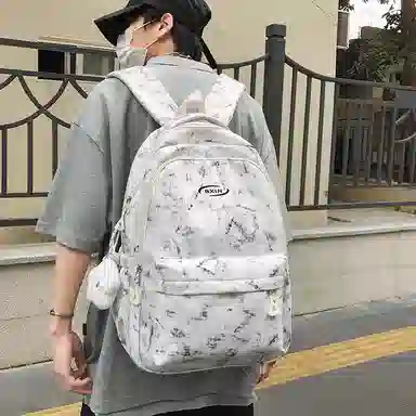 單倉 韩系高颜值扎染小众设计通勤百搭学院风背包初高中学生书包 尼龙 双肩包 常规 男女同款情侣款 白色/红色/蓝色/深蓝色