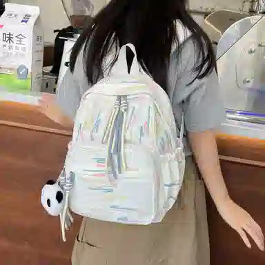 單倉 高颜值小众可爱书包初高中大学生日常出行旅游便携 复合布 小背包双肩包 常规 女款 白色/黑色/粉红色/黄色
