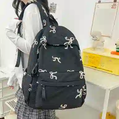 單倉 小众学院风蝴蝶结高颜值百搭旅行 复合布 双肩包 女款 多色