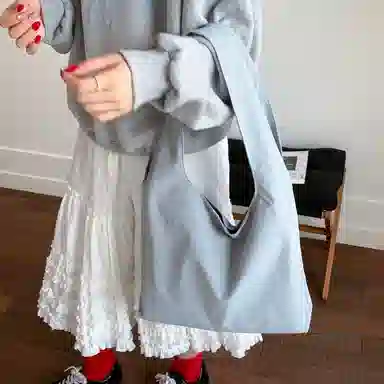 單倉 纯色简约优雅设计轻便耐磨学院风腋下斜挎包初高中学生大容量通勤百搭手提包 布 单肩包 常规 女款 白色/黑色/黄色/蓝色/粉色
